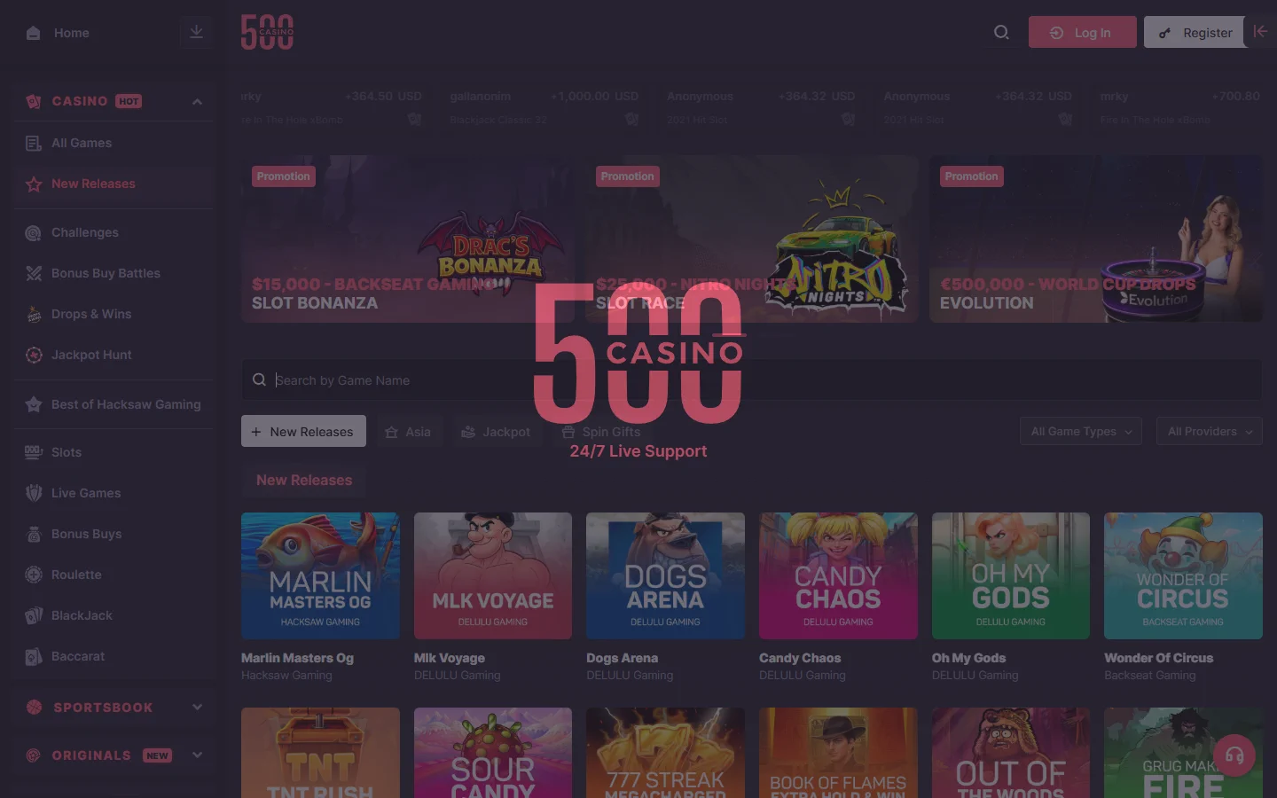 500 Casino new screenshot