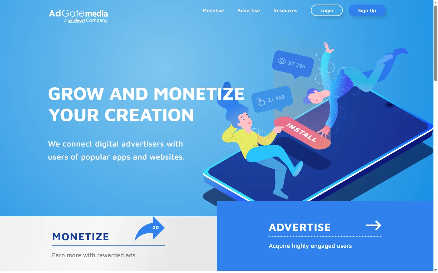 AdGate Media homepage screenshot