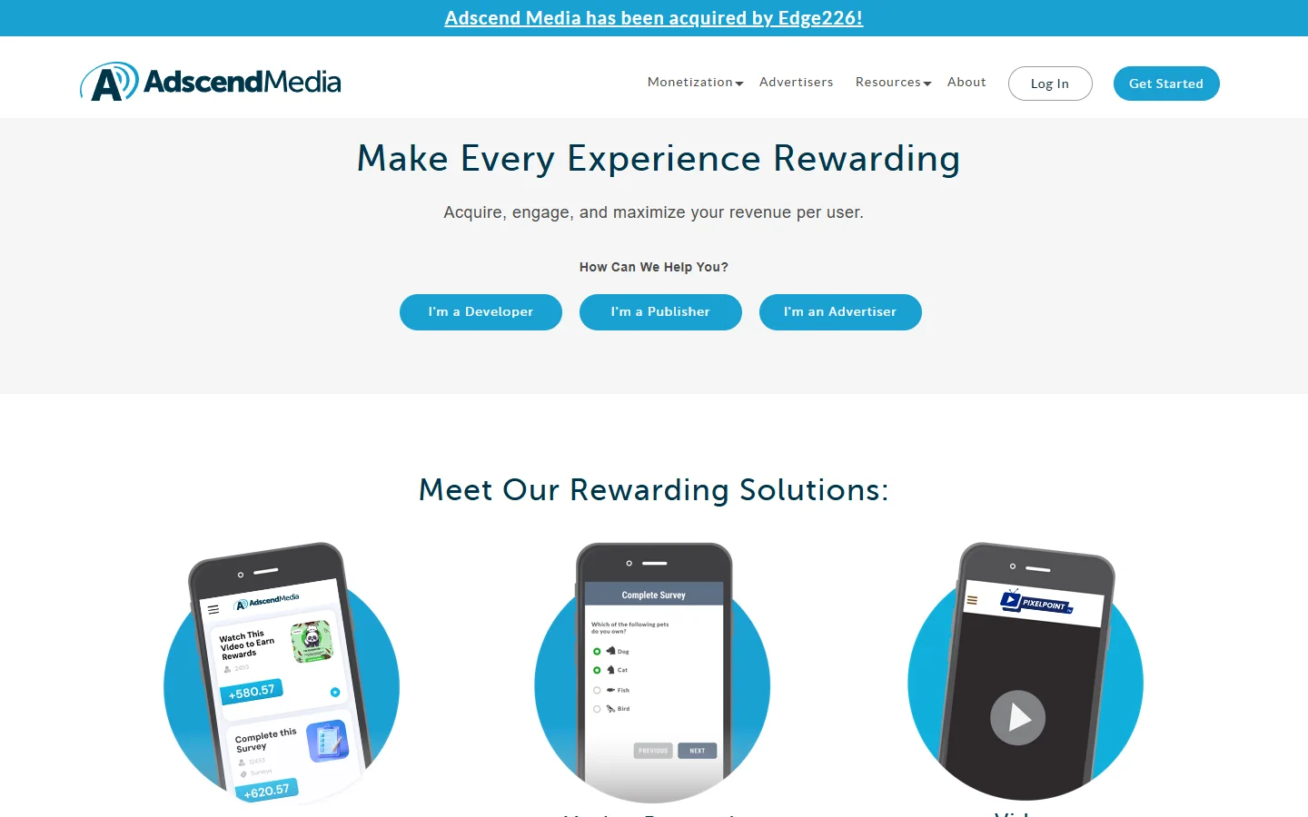 Adscend Media homepage screenshot