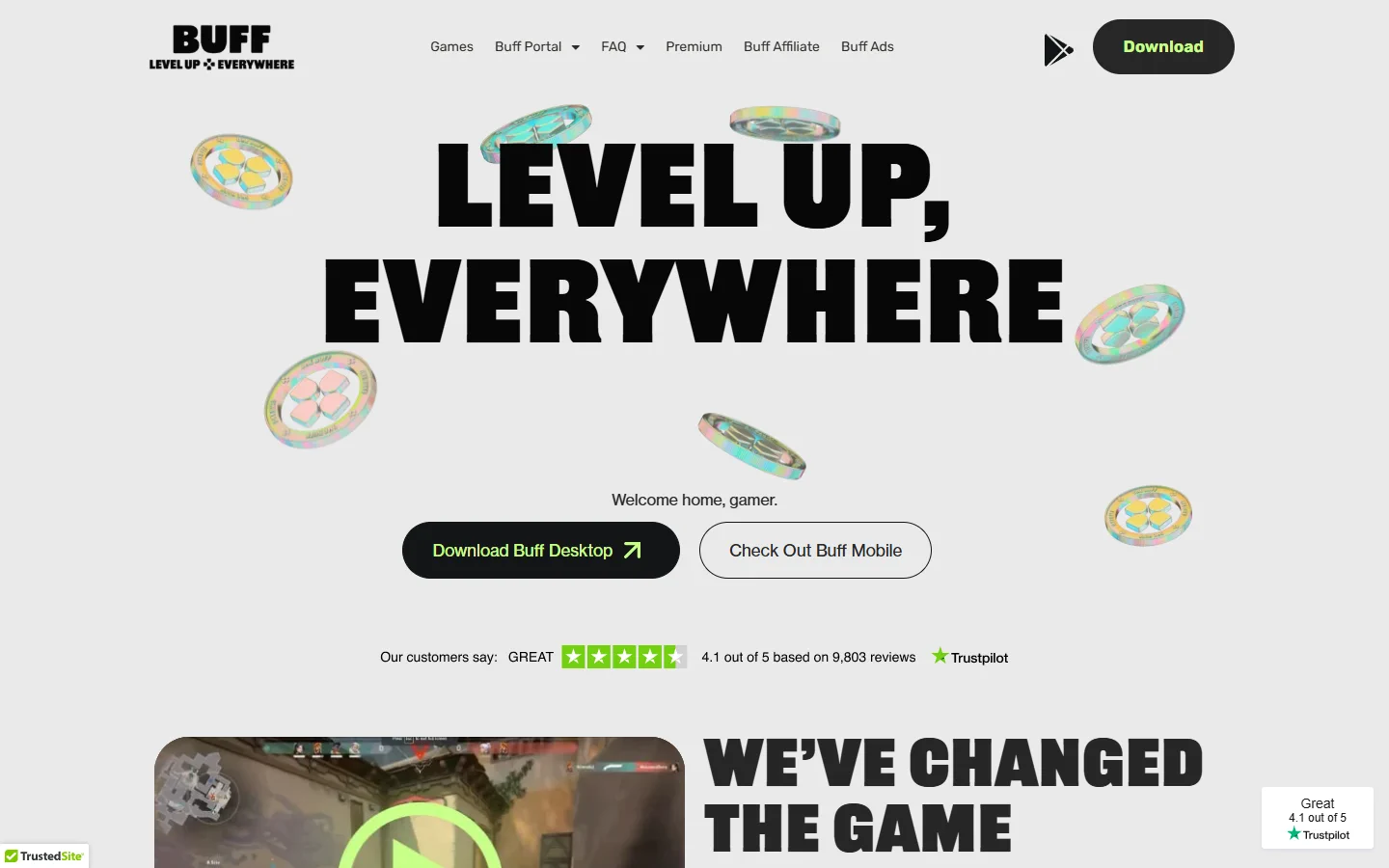 BUFF Game homepage screenshot