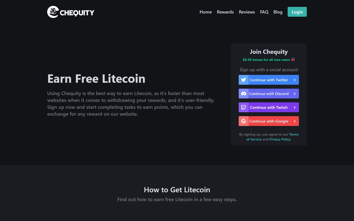 Chequity free litecoin screenshot