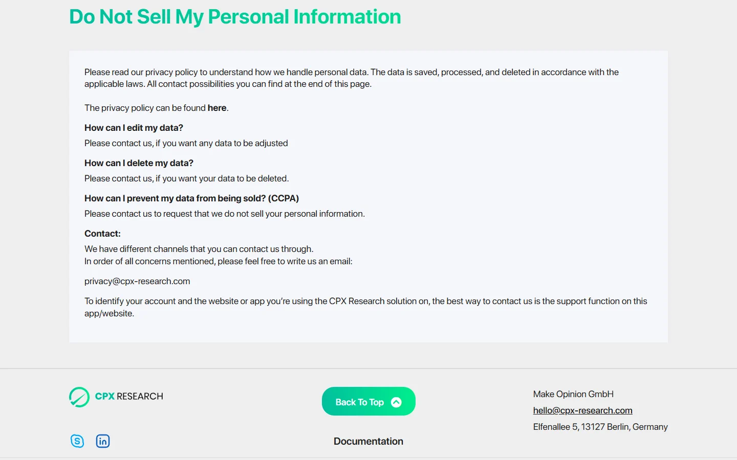 CPX Research donotselldata php screenshot