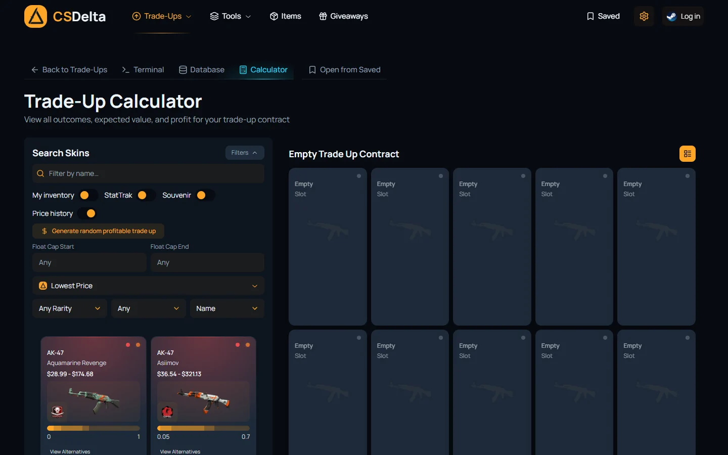 CSDelta calculator screenshot
