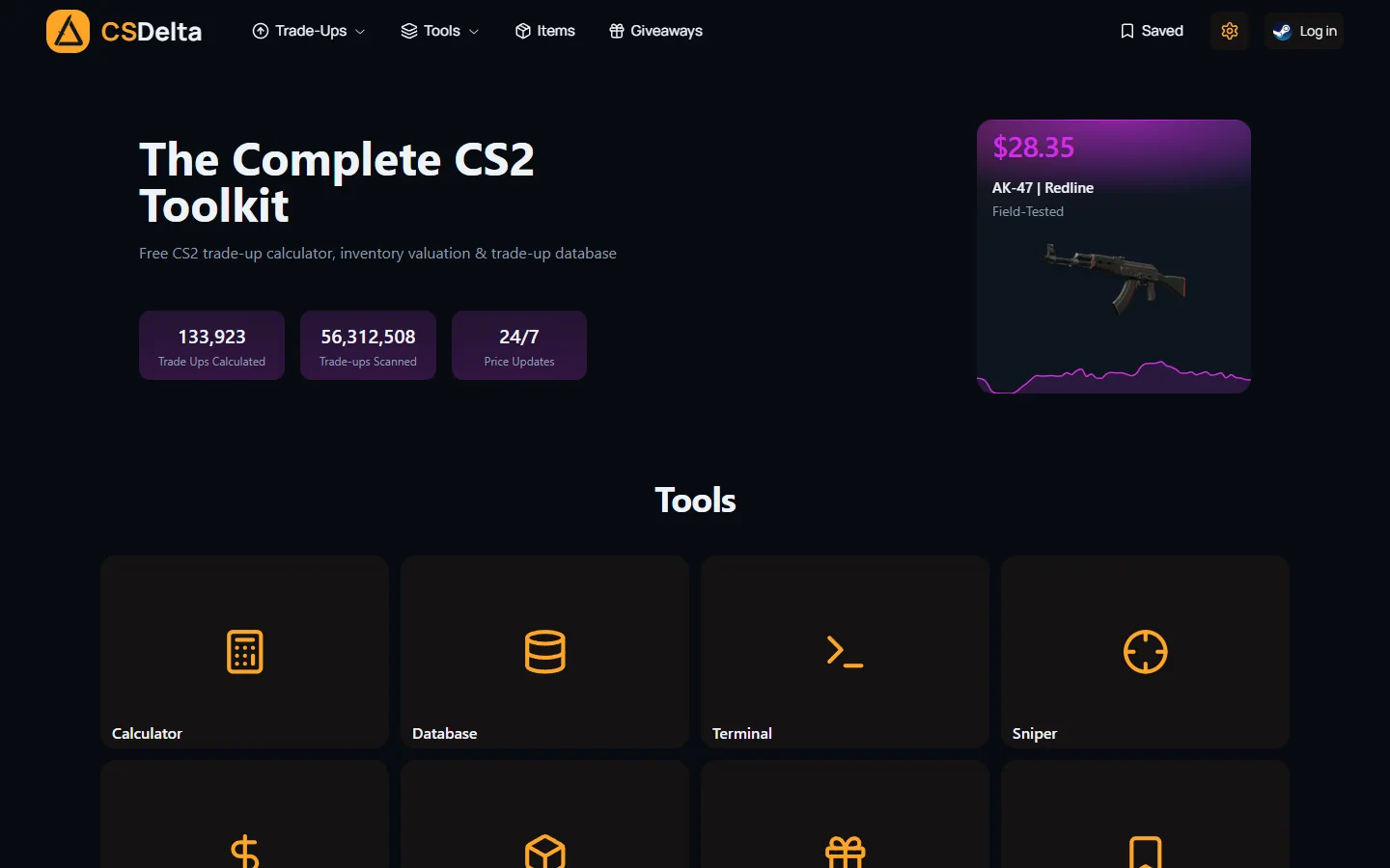 CSDelta homepage screenshot