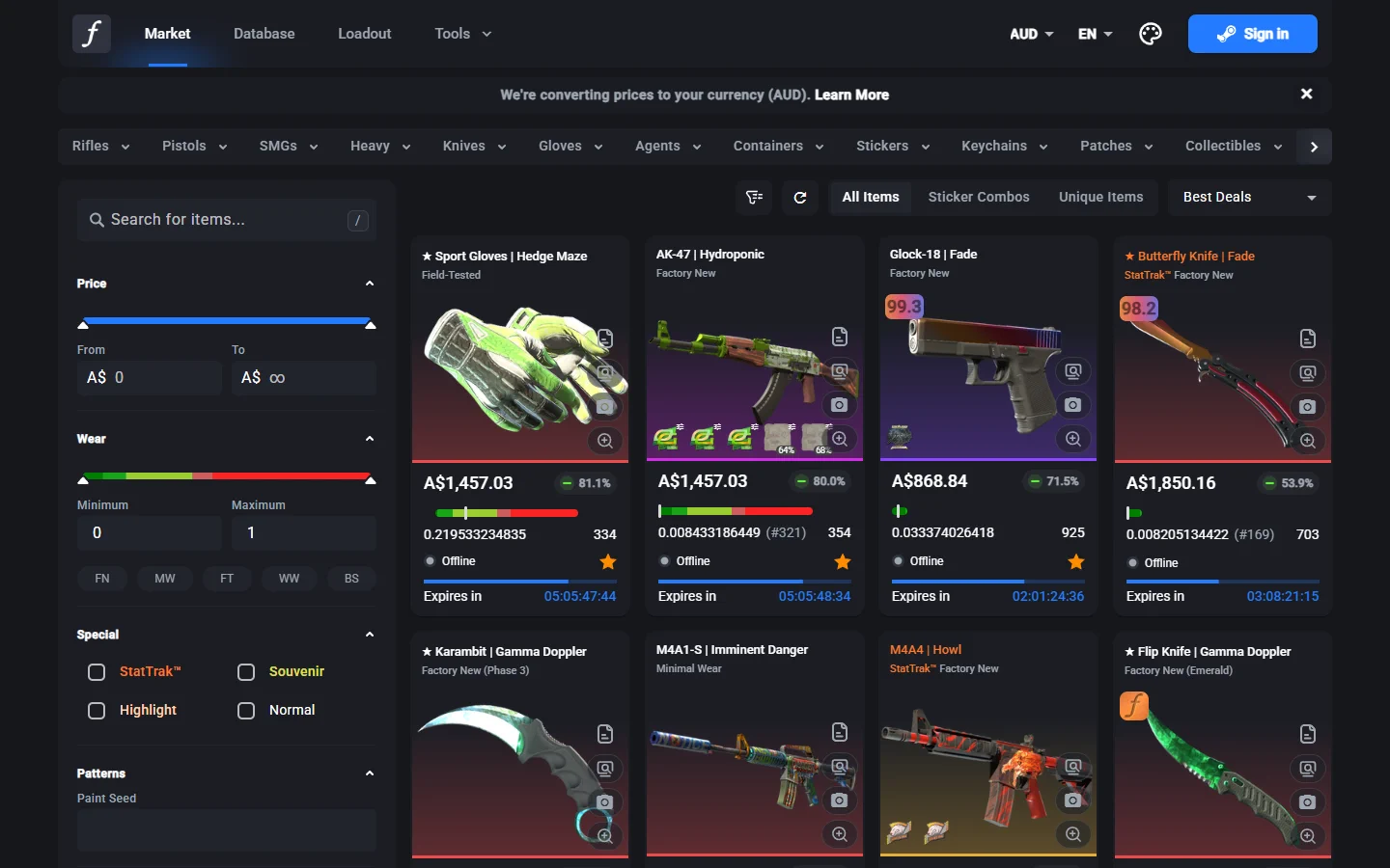 CSFloat search screenshot