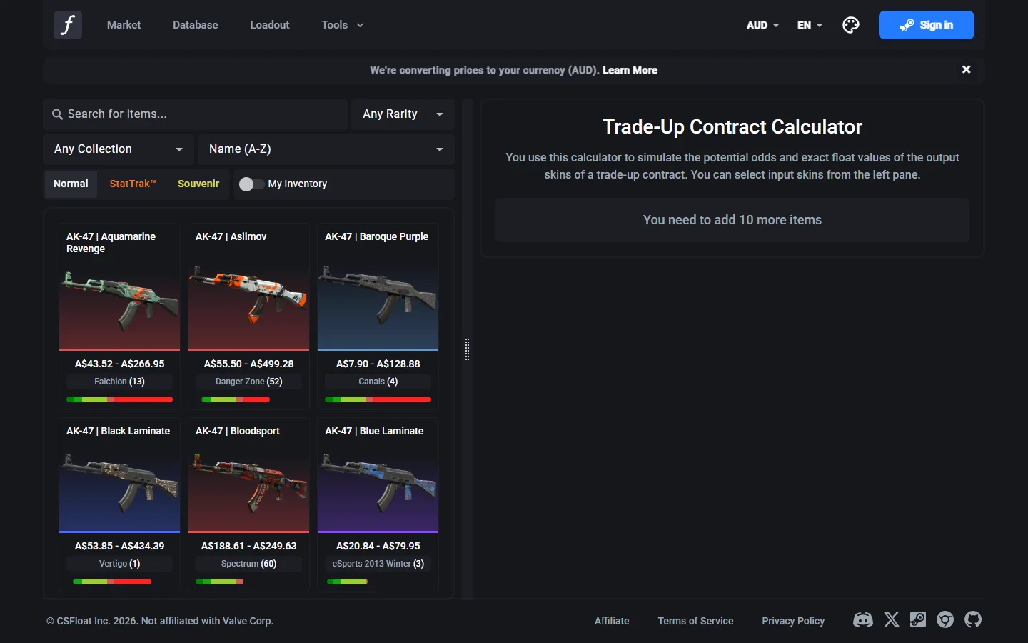 CSFloat trade up screenshot