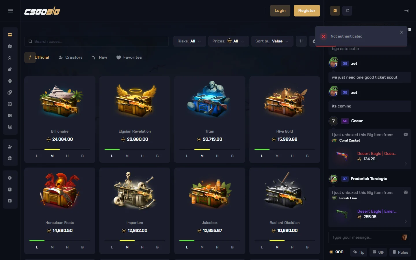 CSGOBig homepage screenshot