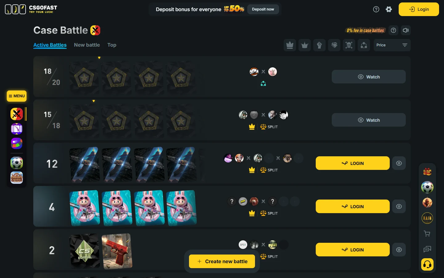 CSGOFAST case battles screenshot