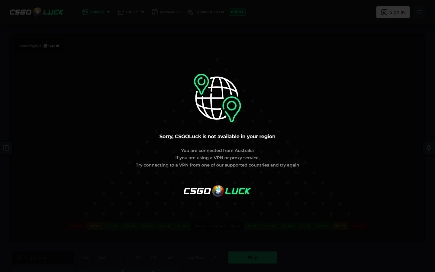 CSGOLuck plinko screenshot