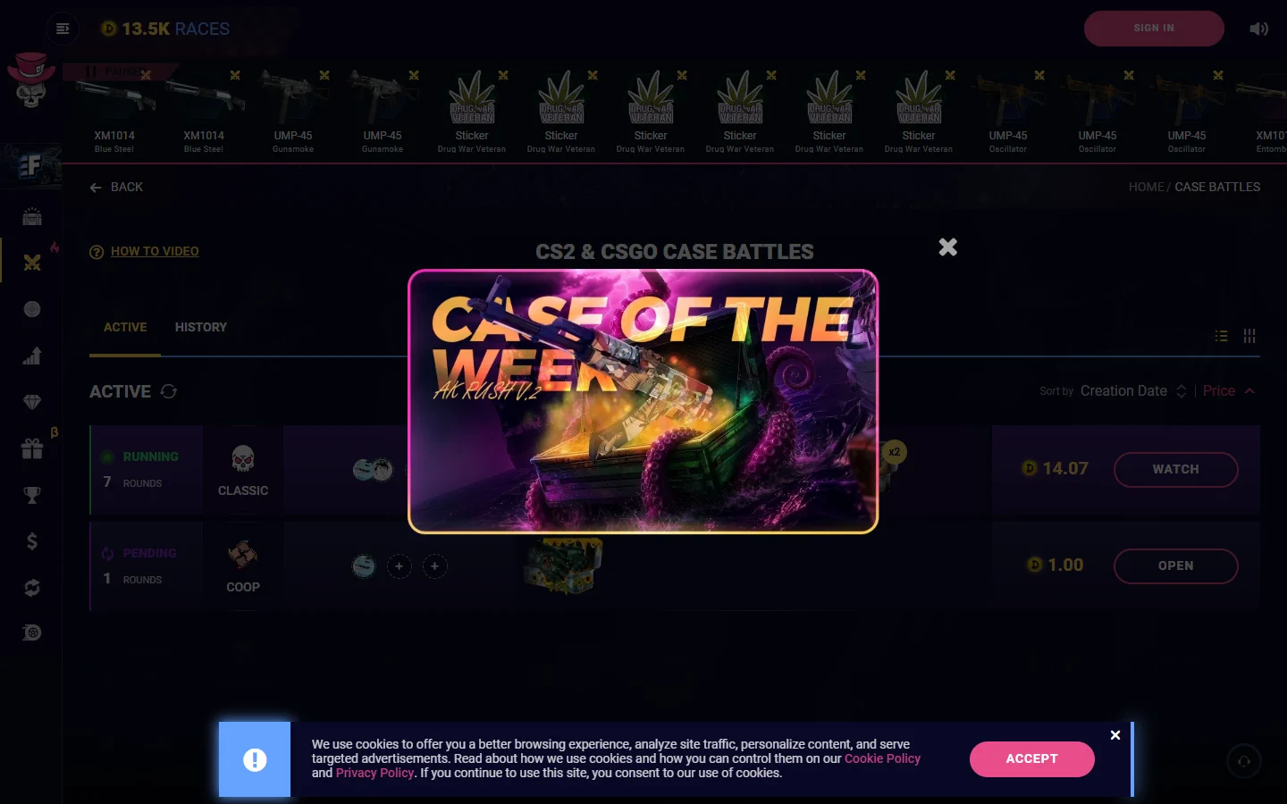 DaddySkins case battles screenshot