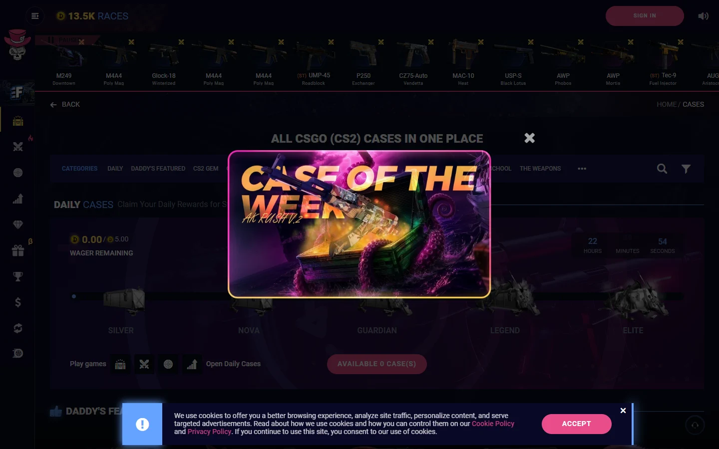 DaddySkins cases screenshot
