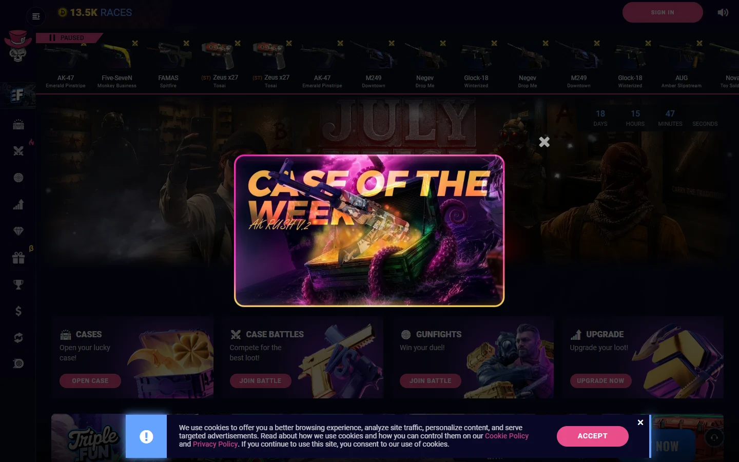 DaddySkins homepage screenshot