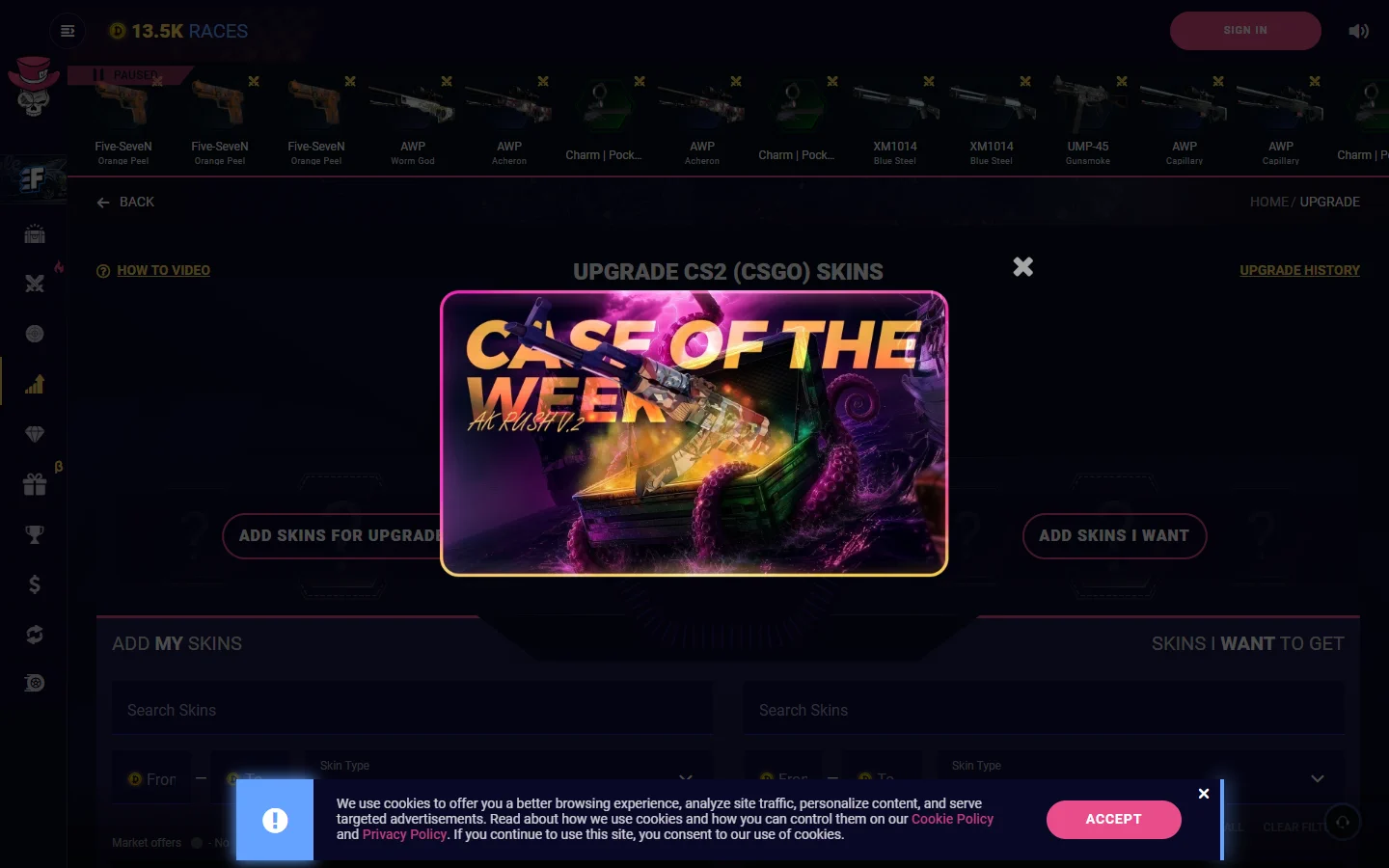 DaddySkins upgrader screenshot