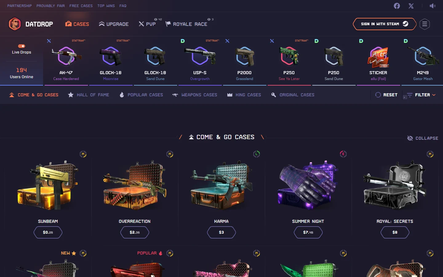 DatDrop cases screenshot