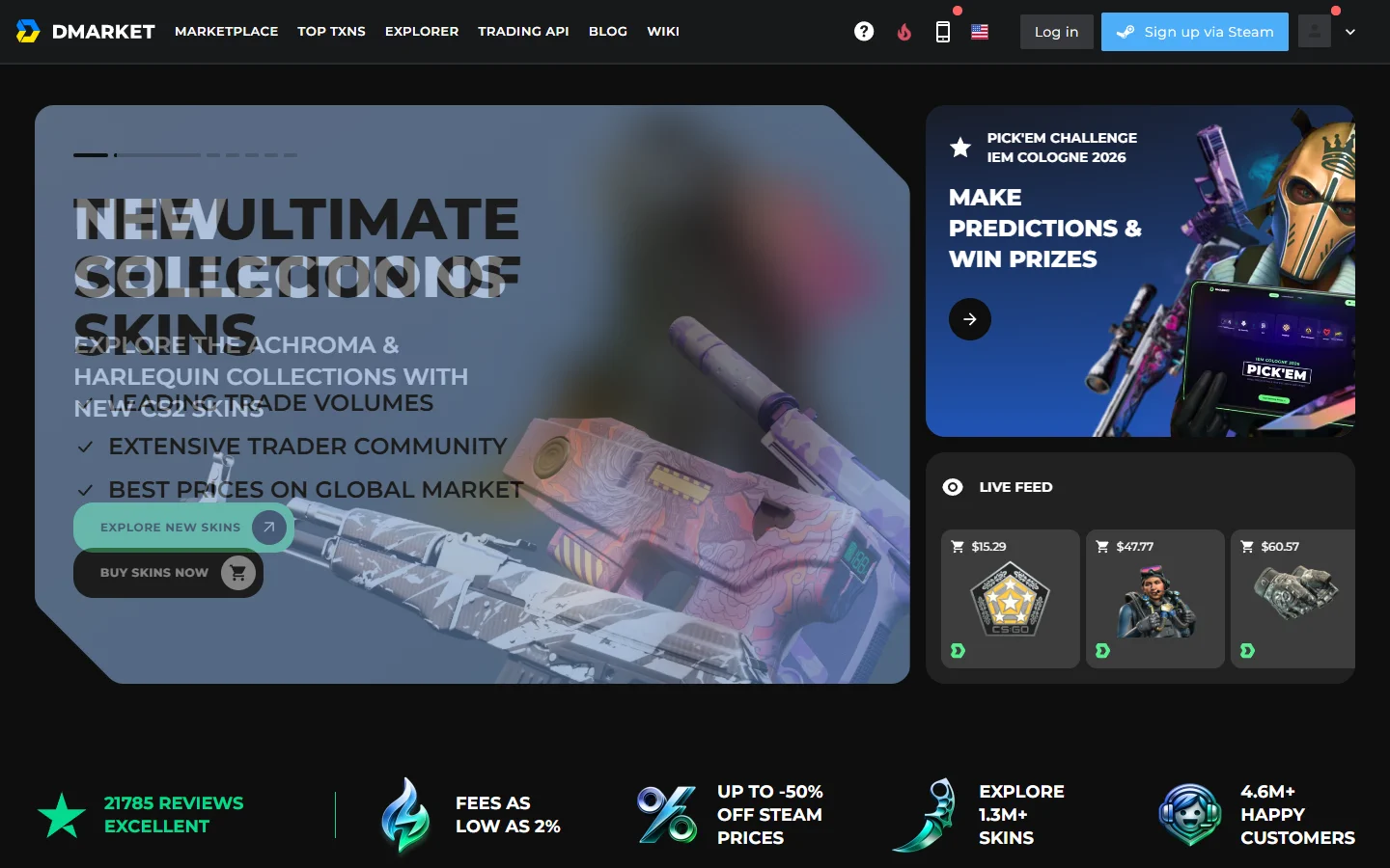 DMarket homepage screenshot
