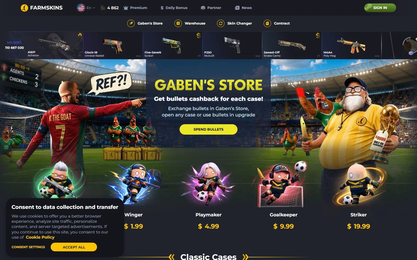 Farmskins homepage screenshot