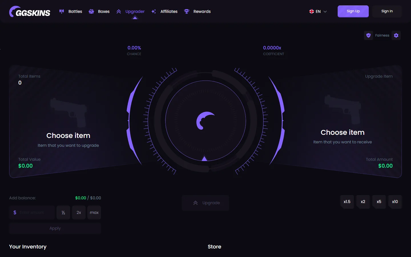 GGSkins upgrader screenshot