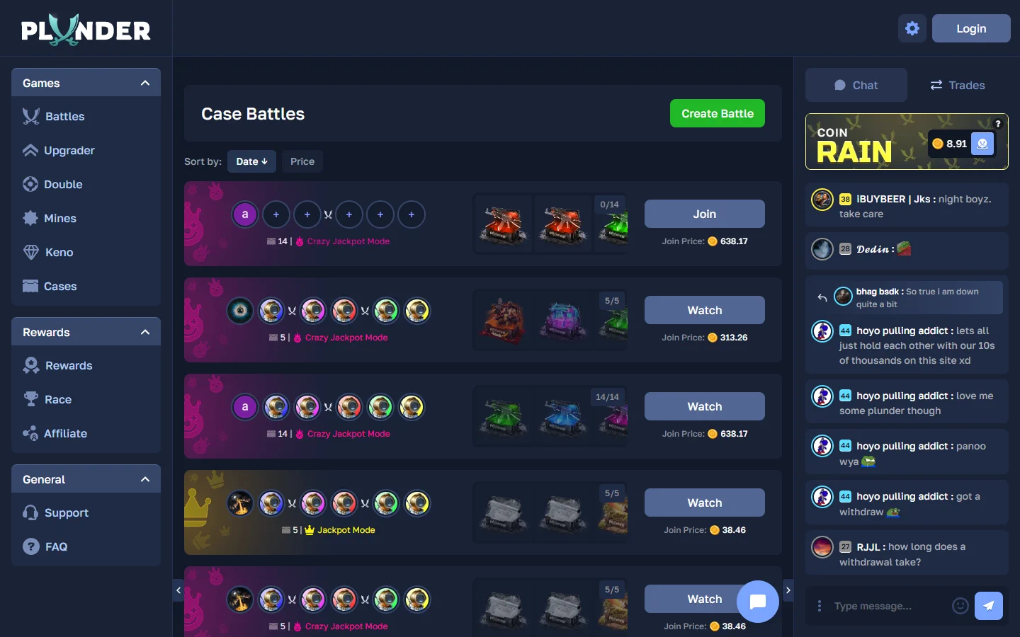 Plunder.gg casebattles screenshot