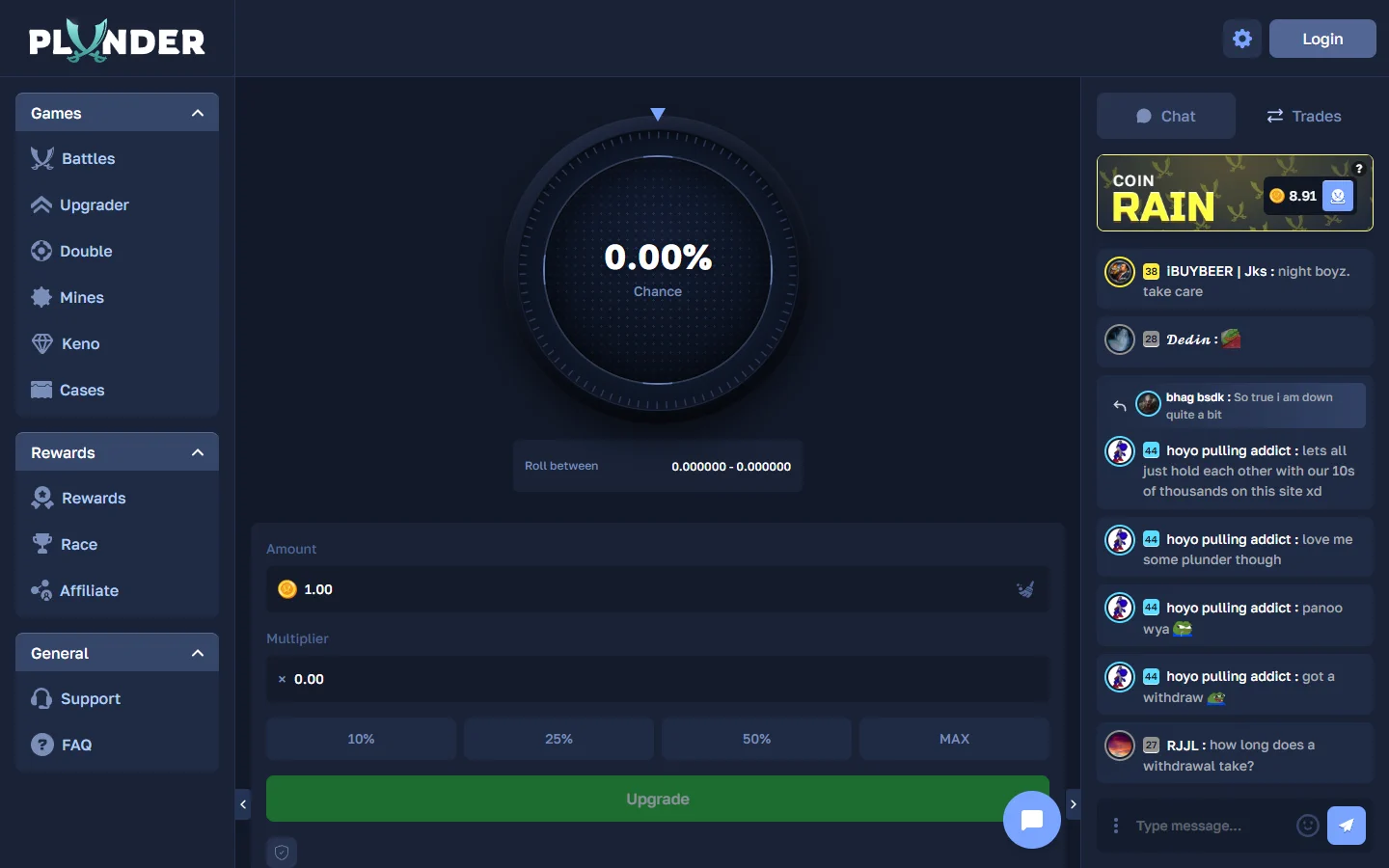 Plunder.gg upgrader screenshot