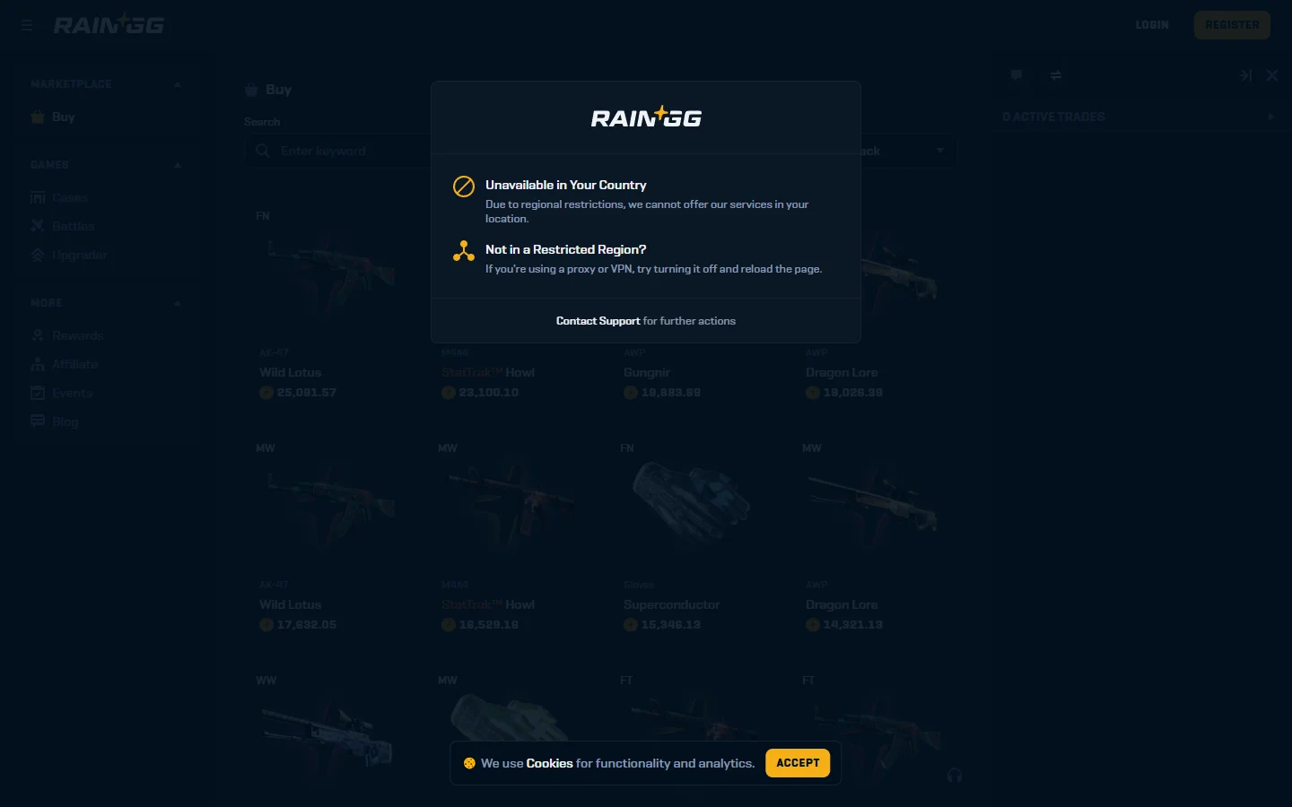 Rain.gg marketplace screenshot