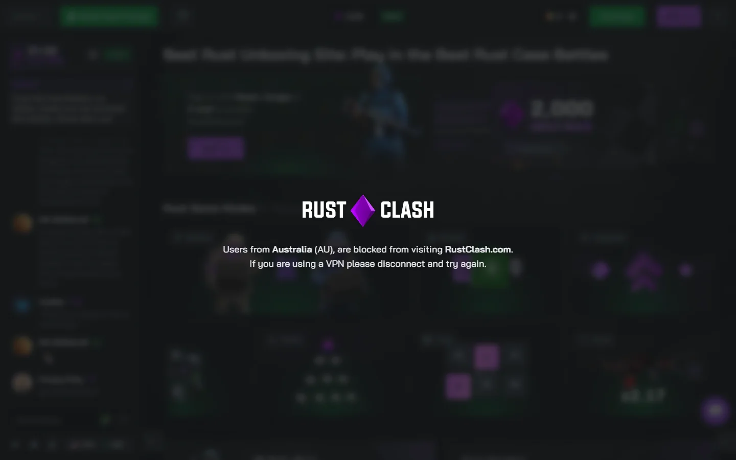 RustClash homepage screenshot