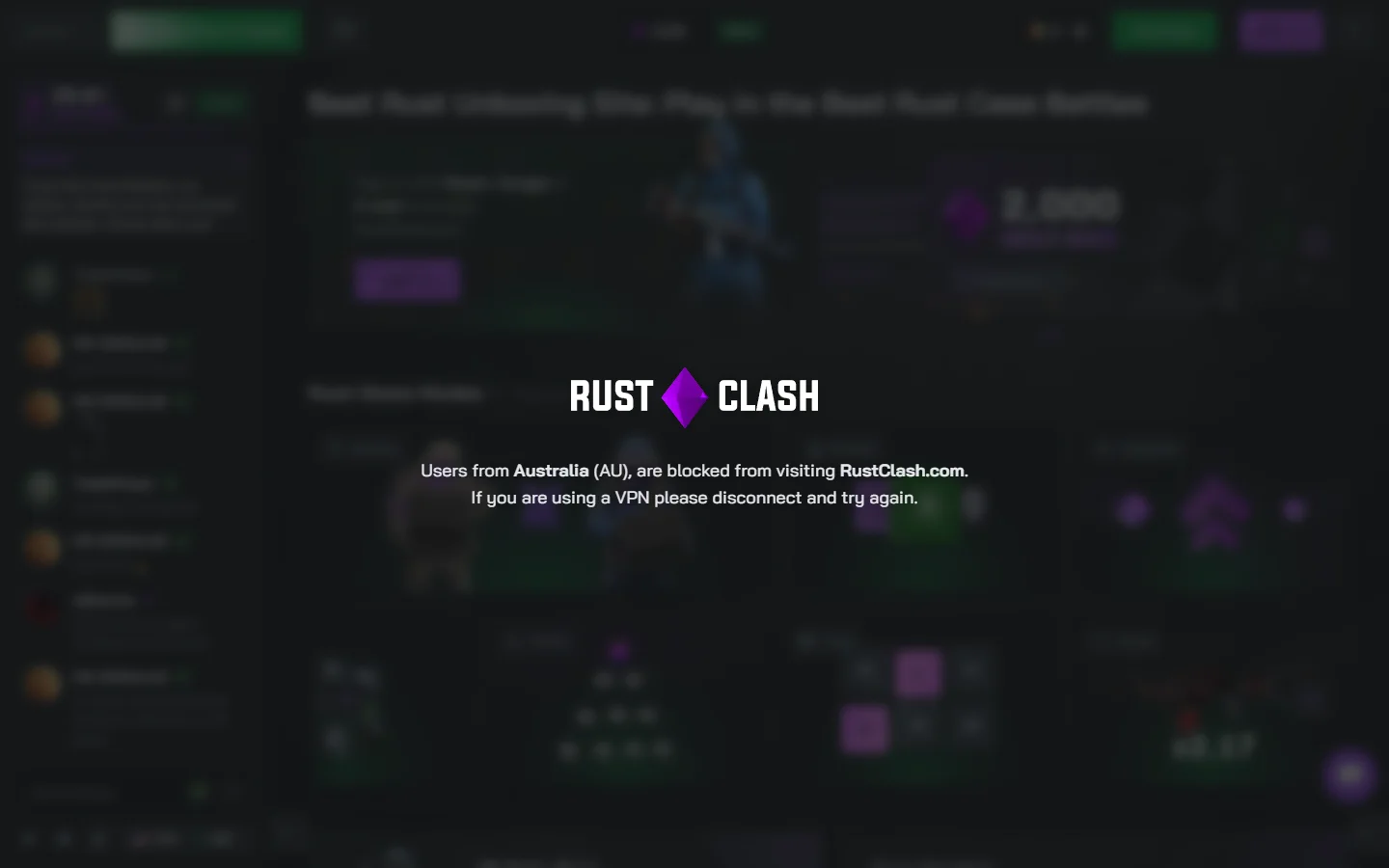 RustClash raffle screenshot
