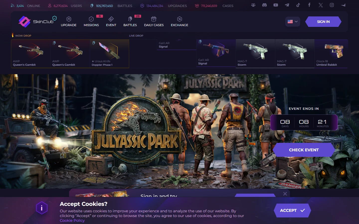Skin.Club homepage screenshot