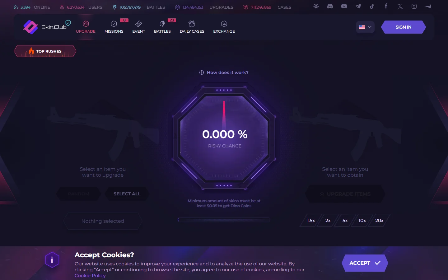 Skin.Club upgrader screenshot