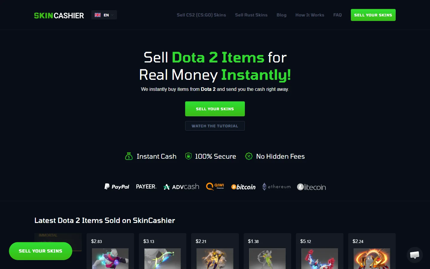 SkinCashier sell dota 2 items screenshot