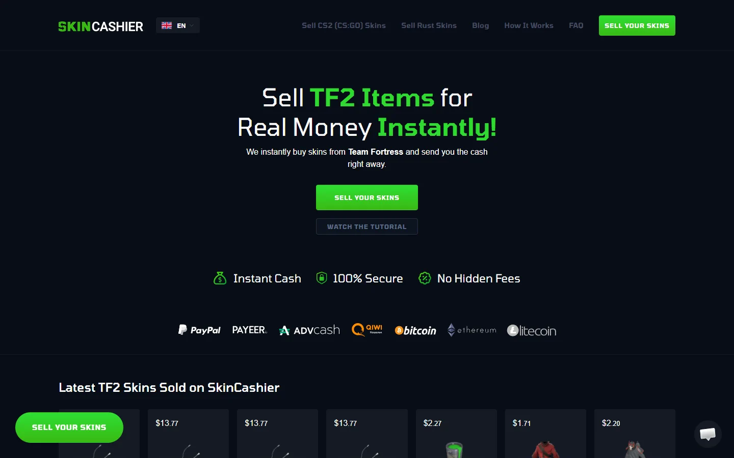 SkinCashier sell tf2 items screenshot