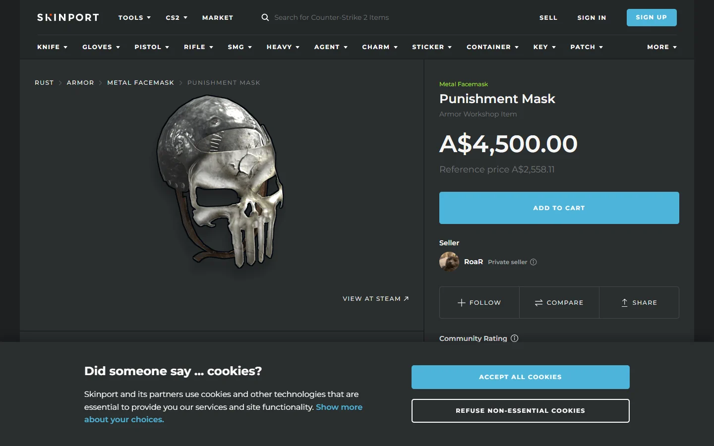 Skinport punishment mask screenshot