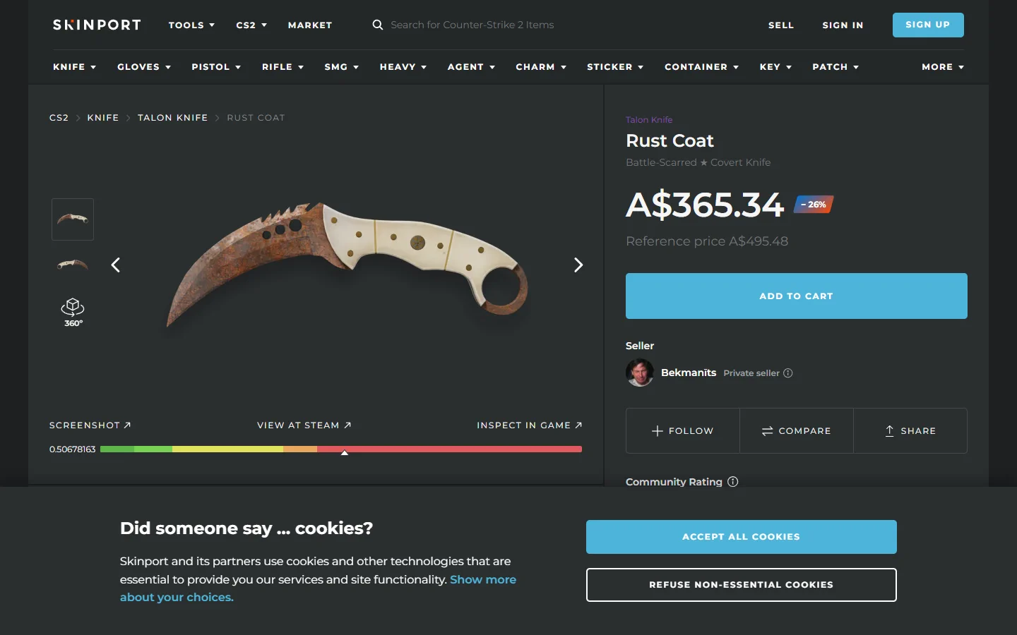 Skinport talon knife rust coat ba screenshot