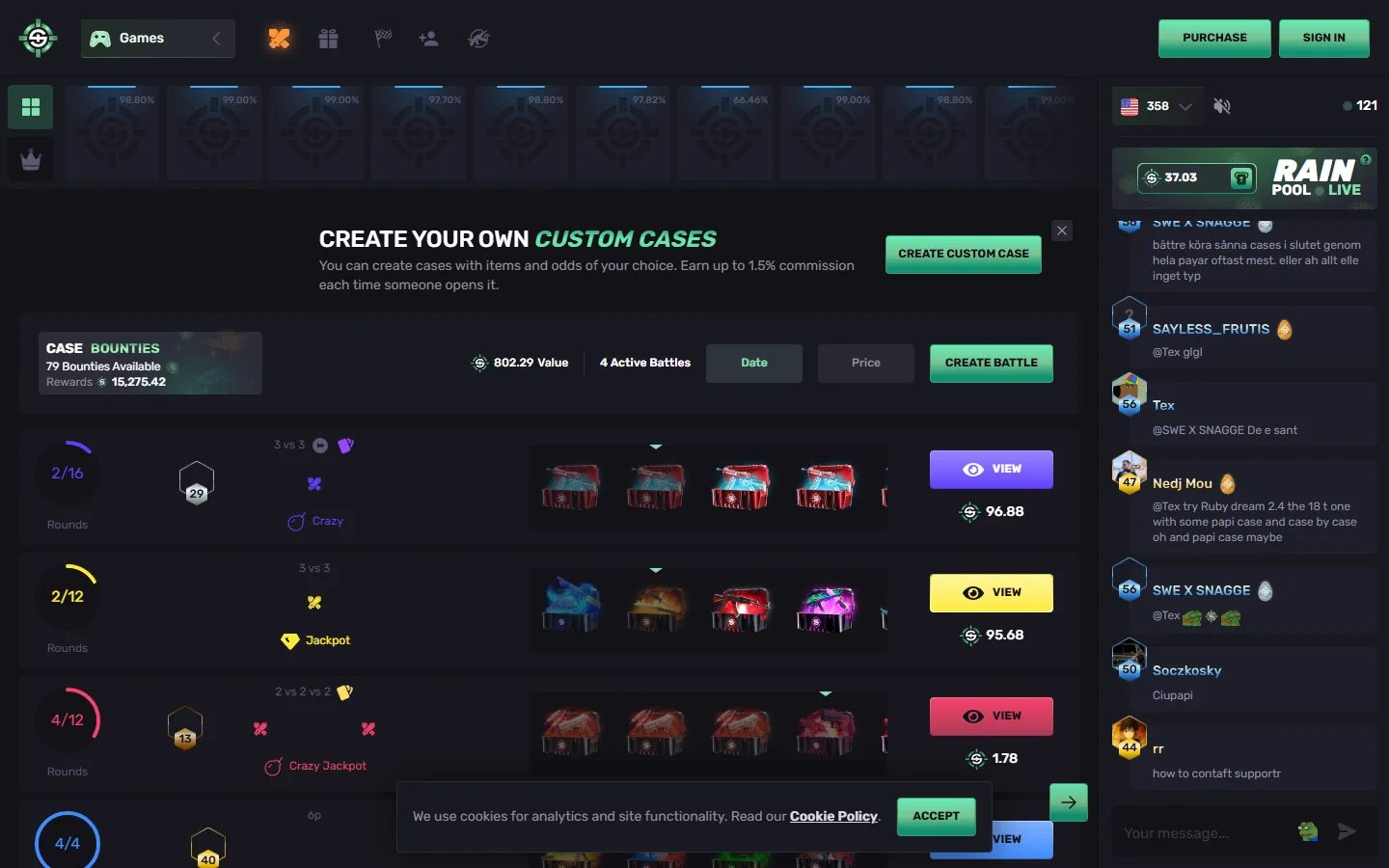 SkinRave case battles screenshot