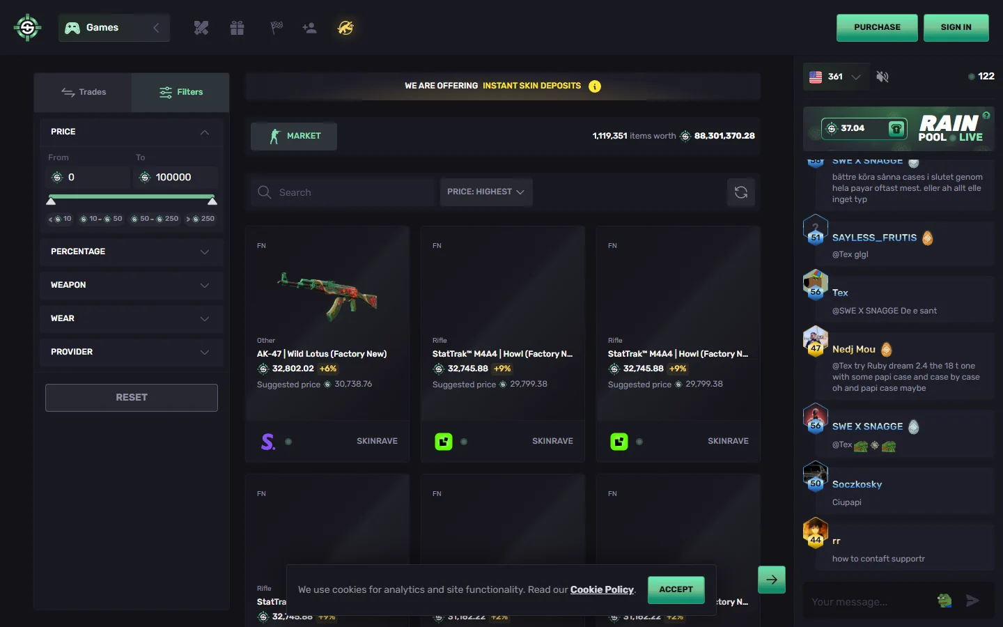 SkinRave marketplace screenshot