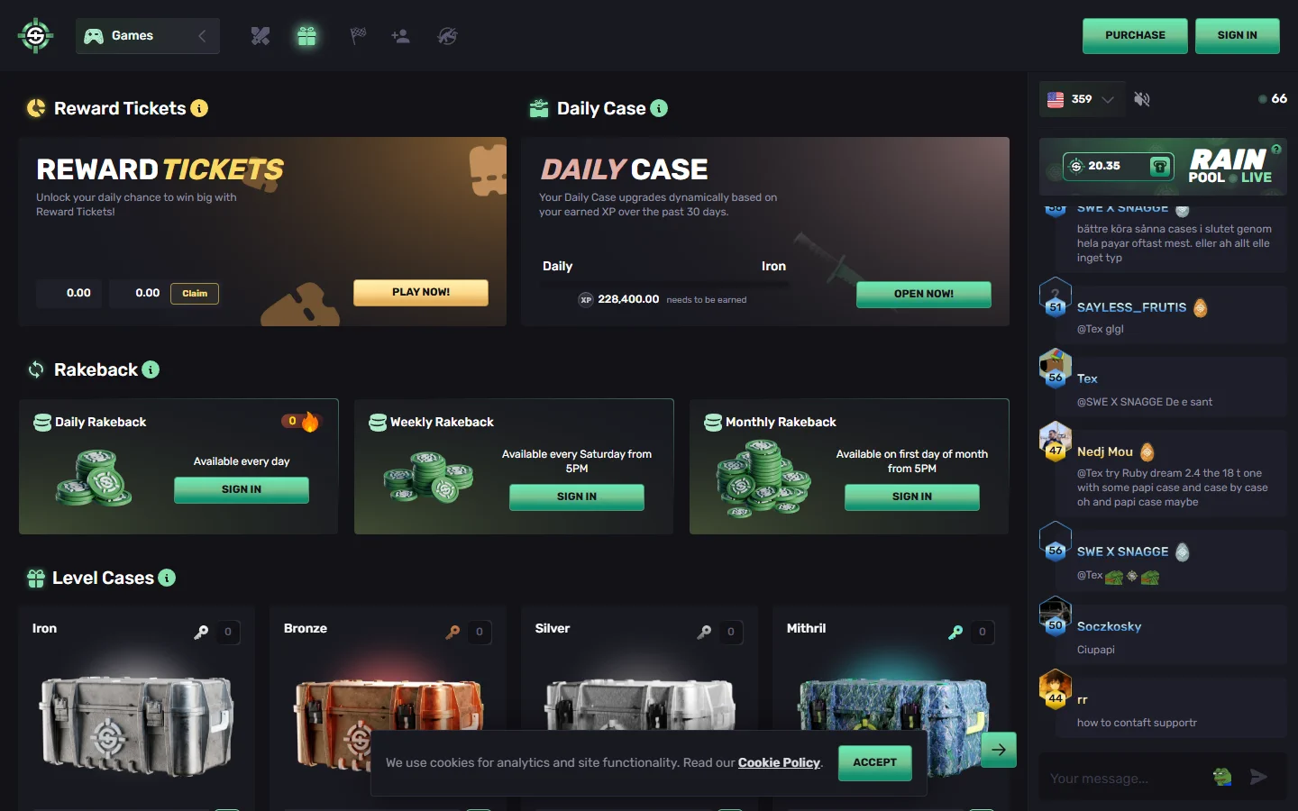 SkinRave rewards screenshot