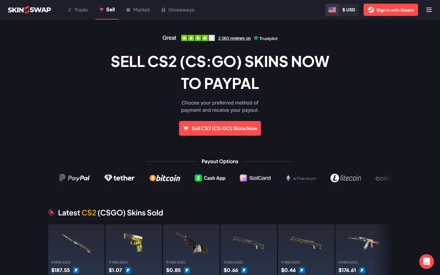 SkinSwap sell skins screenshot