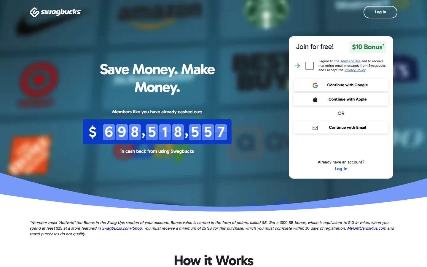 Swagbucks homepage screenshot