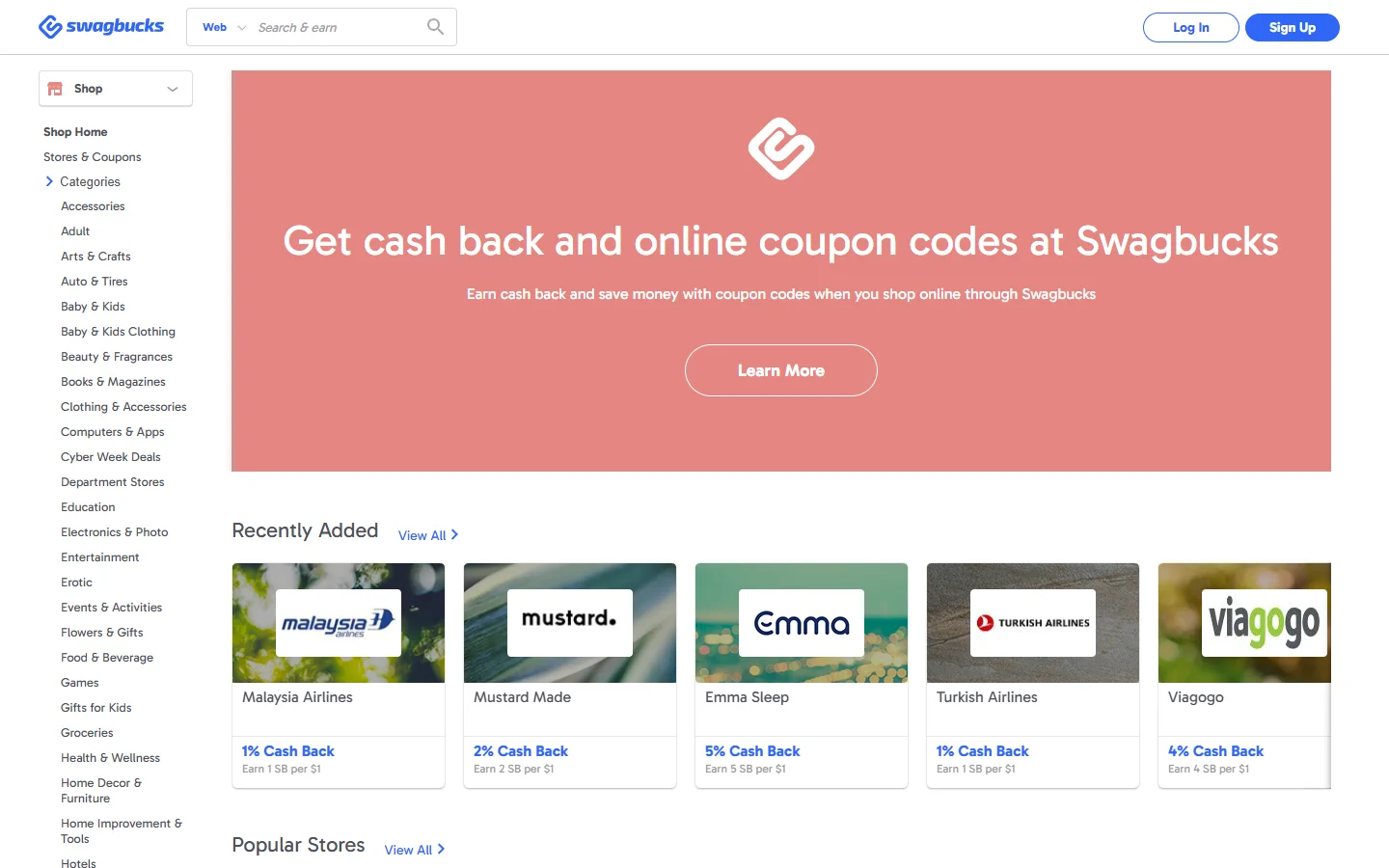 Swagbucks shein com vouchers screenshot